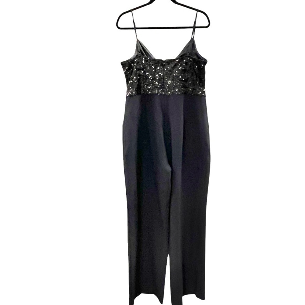 Eliza J Black jumpsuit sequin top spaghetti strap zip back empire waist size 14 - Picture 8 of 14
